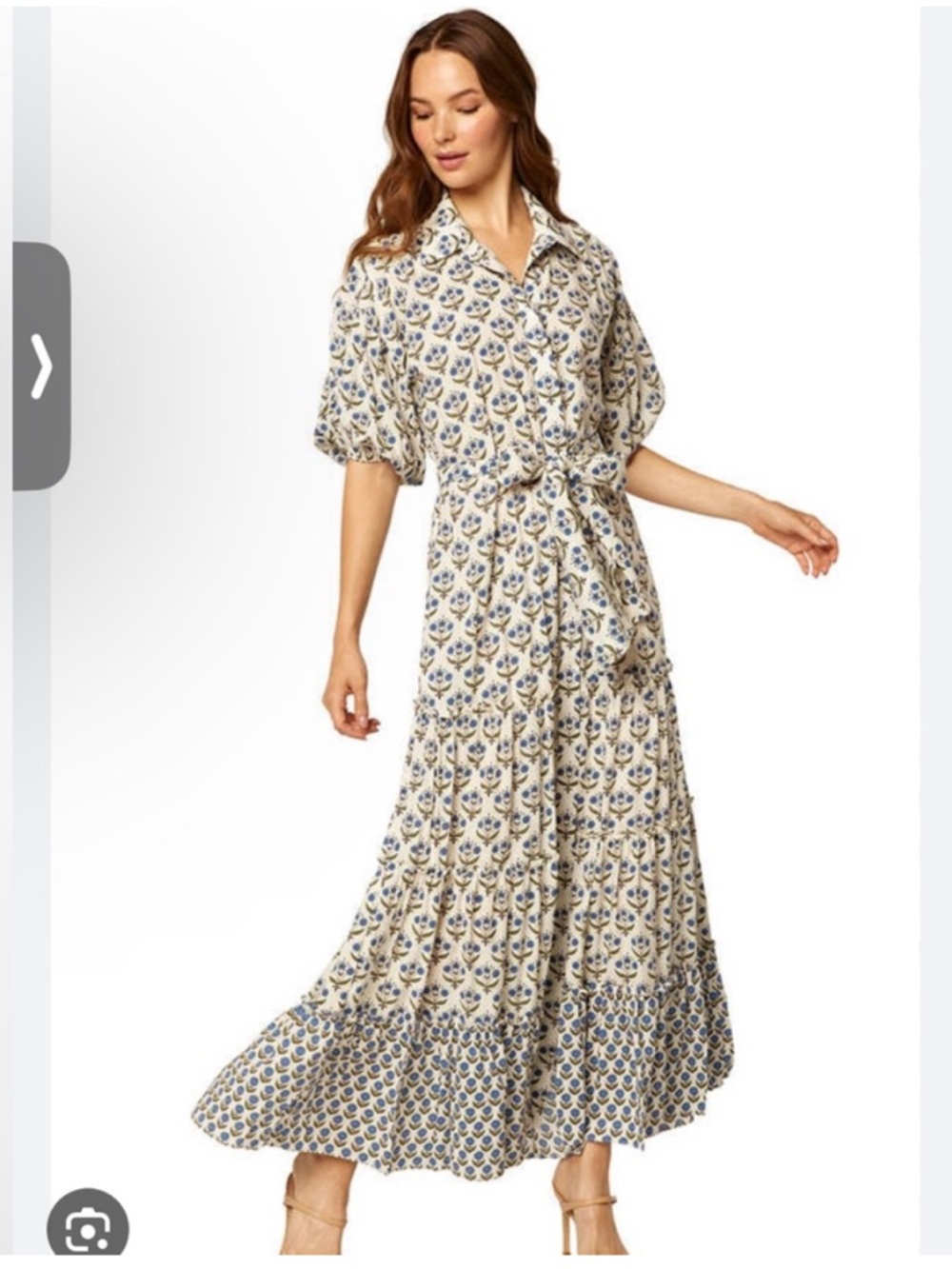 MISA Los Angeles Daniela floral puff sleeve shirt dress small